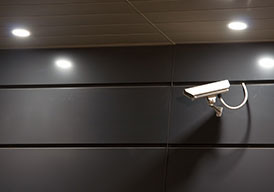 security camera pointed down a corridor