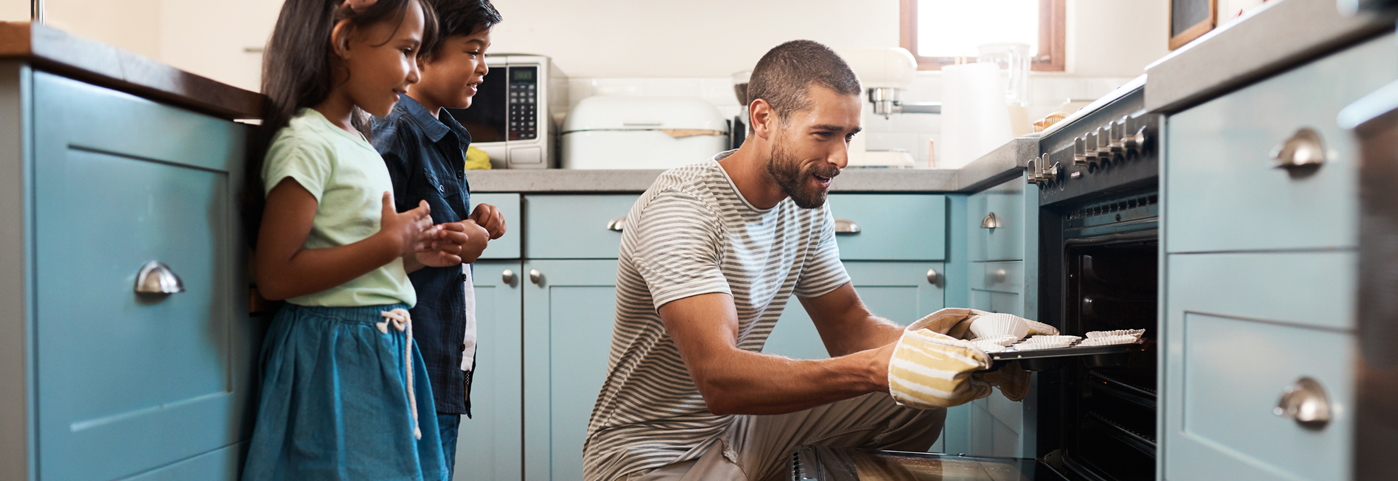 Family in kitchen