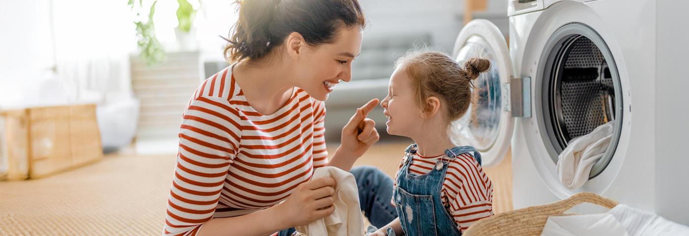 Woman playing with daughter