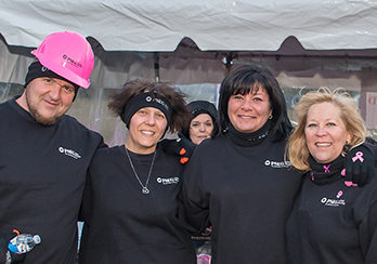 Four PSEG Long Island volunteers at the Making Strides Against Breast Cancer Walk