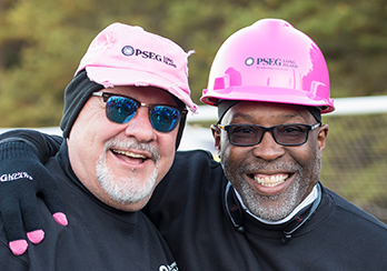 Two PSEG Long Island volunteers at the Making Strides Against Breast Cancer Walk