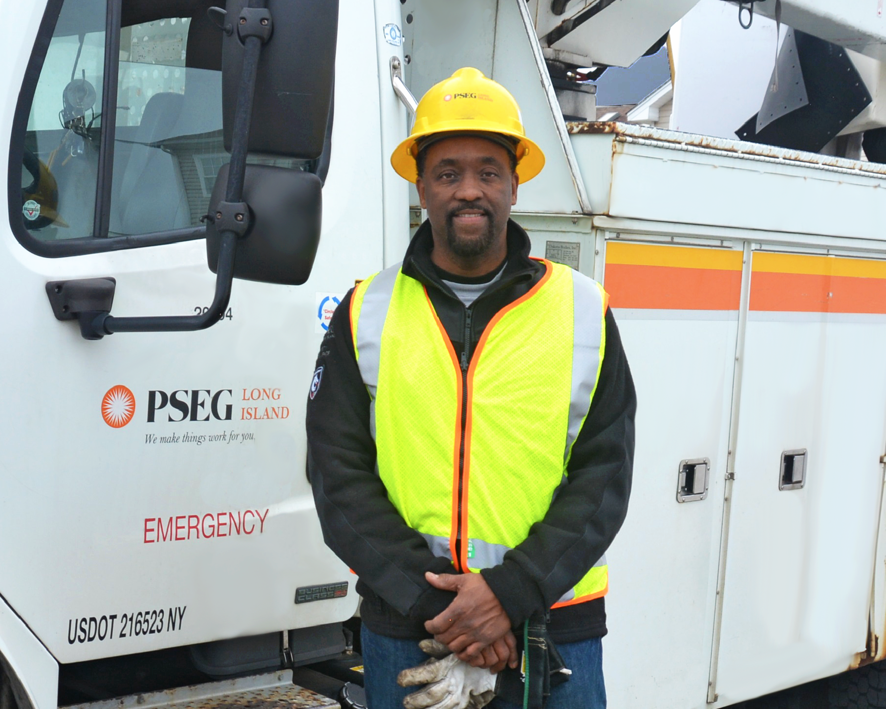 Photo Caption: Herbie Plummer, of Moriches, is one of PSEG Long Island’s dedicated team of lineworkers. 
