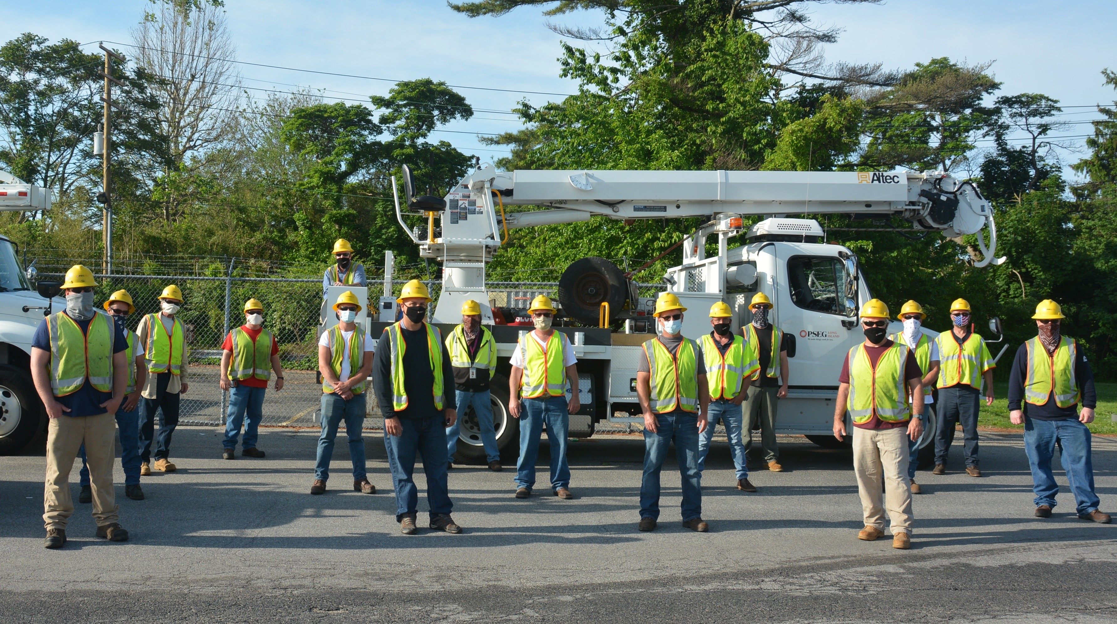 A caravan of PSEG Long Island service trucks carrying more than a dozen lineworkers left this morning to help restore power in New Jersey after strong thunderstorms passed through the state yesterday. The Long Island crews are working in Moorestown, one of the areas hardest hit in the Public Service Electric and Gas (PSE&G) service territory. Because of the pandemic, field crews are following social distancing protocols by wearing masks and gloves, keeping 6’ apart and wearing face shields when they are working in closer proximity to each other. Both PSEG Long Island and PSE&G are members of North Atlantic Assistant (NAMAG), a mutual aid group, which shares resources during emergencies. 